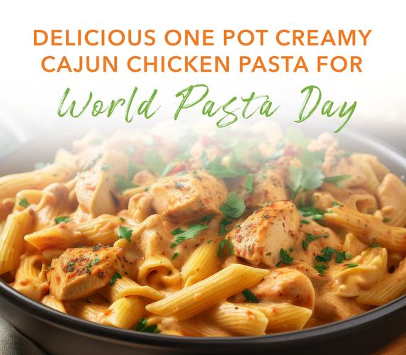 DELICIOUS ONE POT CREAMY CAJUN CHICKEN PASTA FOR WORLD PASTA DAY